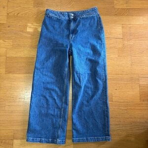 Point Sur Preppy Coastal Cotton Wide Leg Eco Jeans in Bright Ocean Wash 29